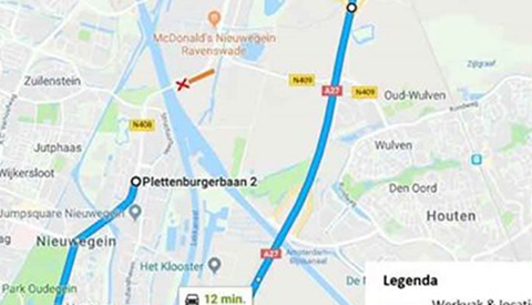 Nachtelijke afsluiting N408 richting Nieuwegein en Utrecht