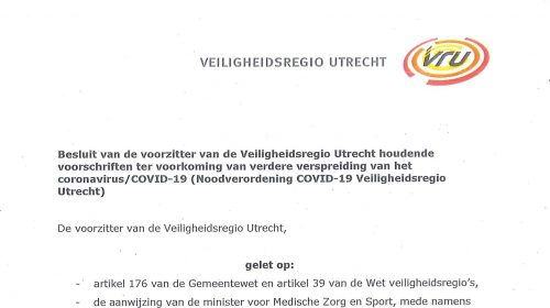 Noodverordening ingesteld in de veiligheidsregio Utrecht