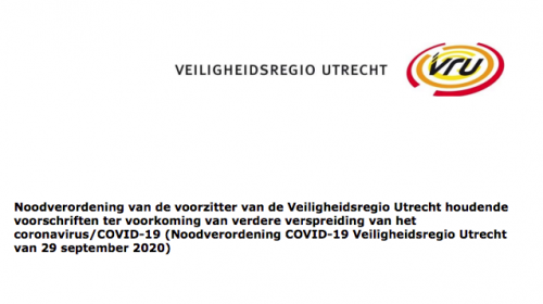 Nieuwe Noodverordening COVID-19 Veiligheidsregio Utrecht
