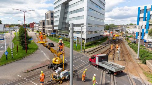 Nachtelijke werkzaamheden aan trambaan