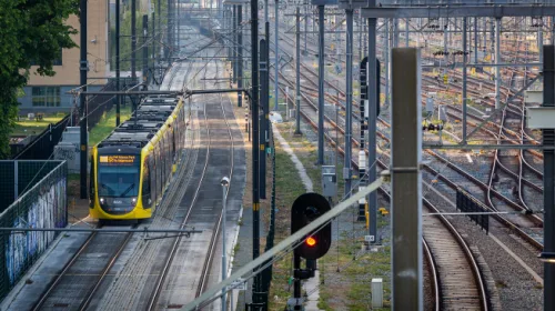 Meting rondom trambaan met drone